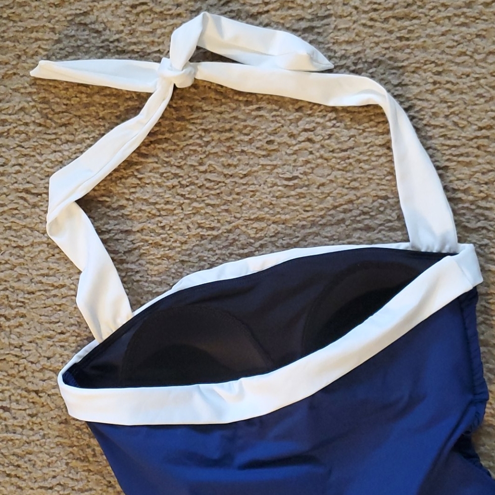 Ralph Lauren Shirred Bandeau One Piece Bathing Sui - Picture 8 of 10